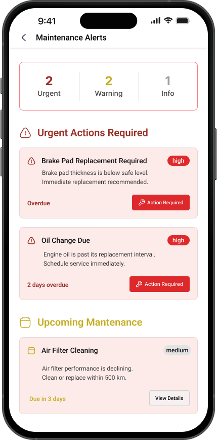 Timely maintenance alerts